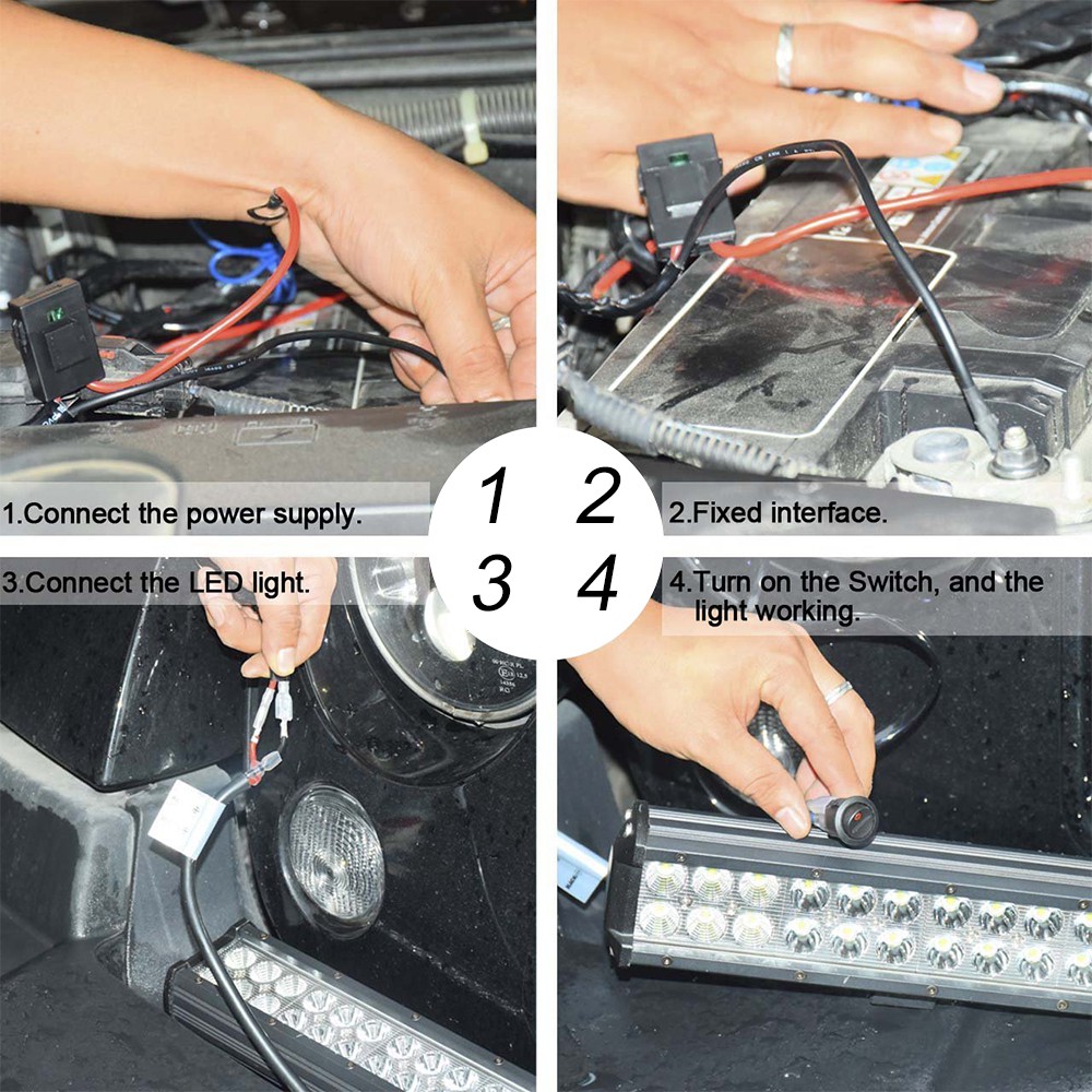 Dây cáp rơ le đèn LED 3m cho Uaz Atv Off Road 4x4 22 32 42 50 52 Inch