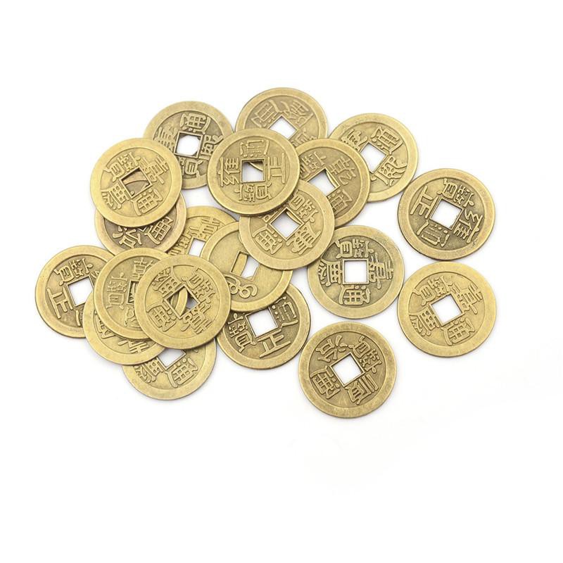 Jettingbuy 20 Chiếc Tiền Xu Phong Thủy 2.3 Cm Đồng Xu May Mắn Trung Quốc I Ching Money Hợp Kim