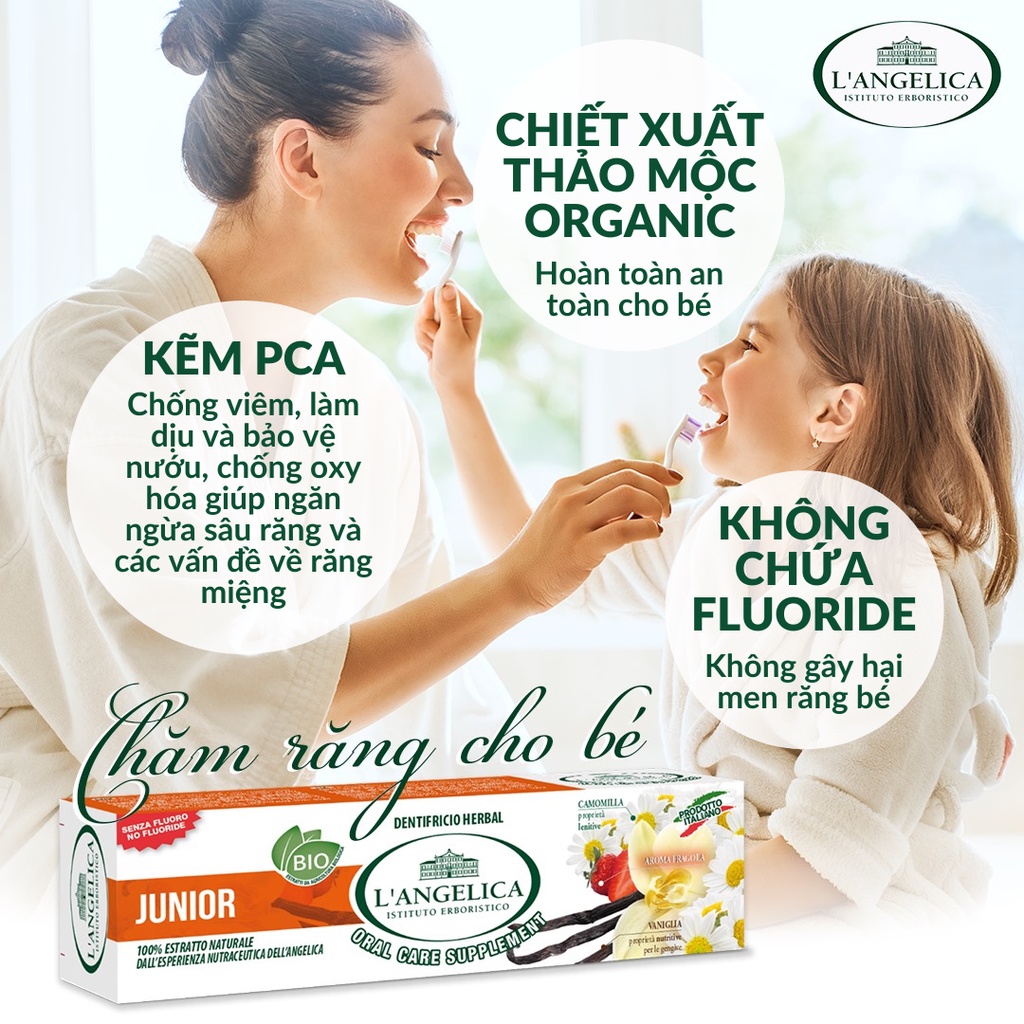 Kem Đánh Răng Thảo Dược Dành Cho Bé Yêu L'angelica Toothpaste Junior 50ml - @chaobella