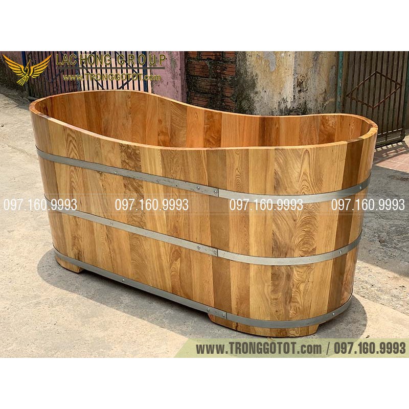 Bồn Tắm Gỗ Pơ Mu Oval 130cm | BigBuy360 - bigbuy360.vn