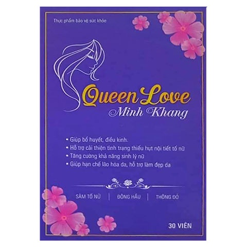 Queen Love Minh Khang, giúp bổ huyết, điều kinh, hỗ trợ làm đẹp da. hộp 30 viên.