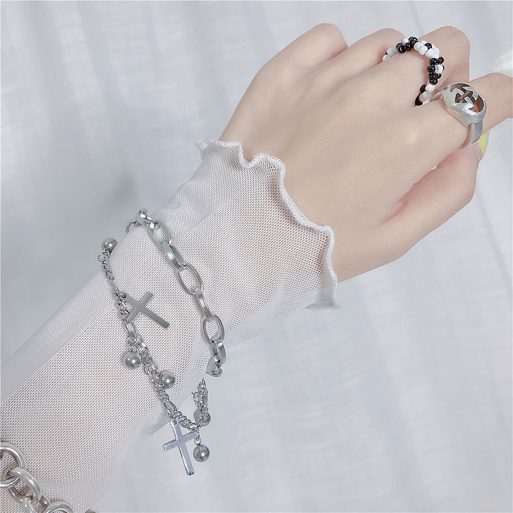 Vòng tay hai lớp hình thánh giá/trái tim/cây sự sống phong cách hip hop cho nam nữ 22041