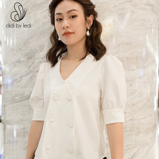 Áo thời trang nữ công sở màu Trắng DIDI BY LEDI áo kiểu tay phồng, vải thoáng mát  S M L - AK056