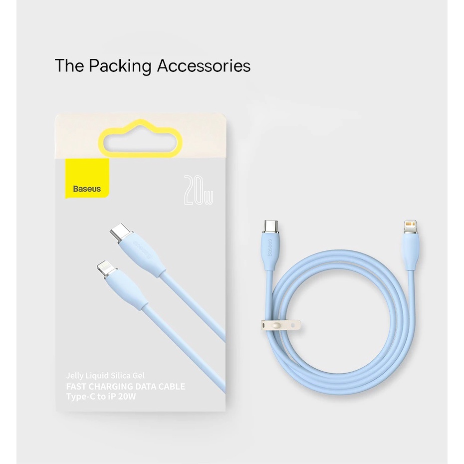 Cáp sạc nhanh Baseus 20W, Cáp sạc Type C to L 20W cho Ai-Phôn Baseus Jelly Liquid Silica Gel Fast Charging Data Cable