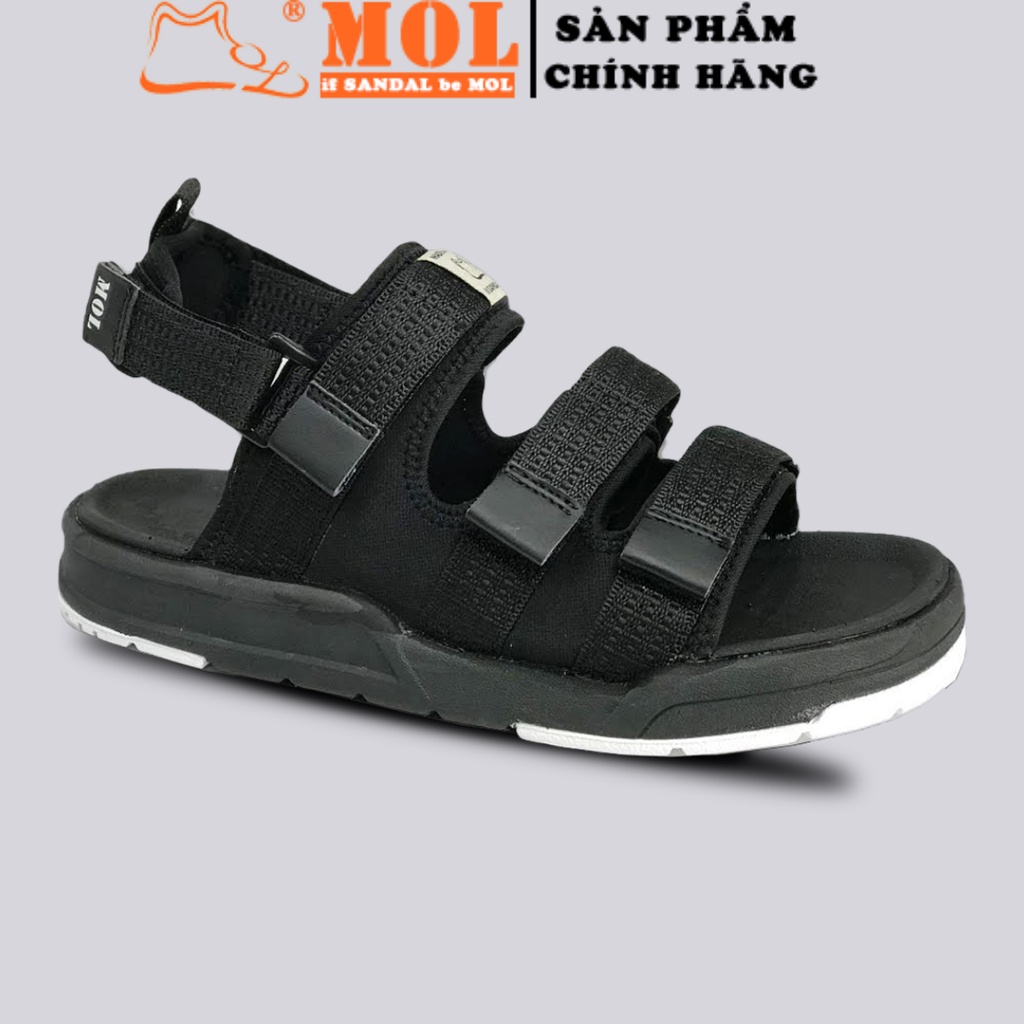 Giày sandal unisex nam nữ 3 quai ngang vải dù có quai hậu tháo rời hiệu MOL mang đi học du lịch MS1802B