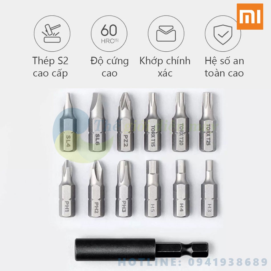 Máy bắn vít điện Mijia Xiaomi 12 đầu bắn, pin 2000mah