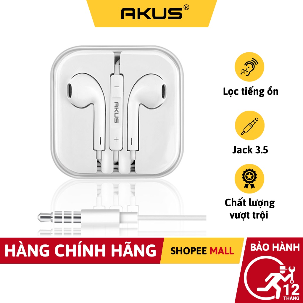 Tai nghe Akus Chống ồn chân 3.5mm - HÀNG CHÍNH HÃNG BẢO HÀNH 12 THÁNG