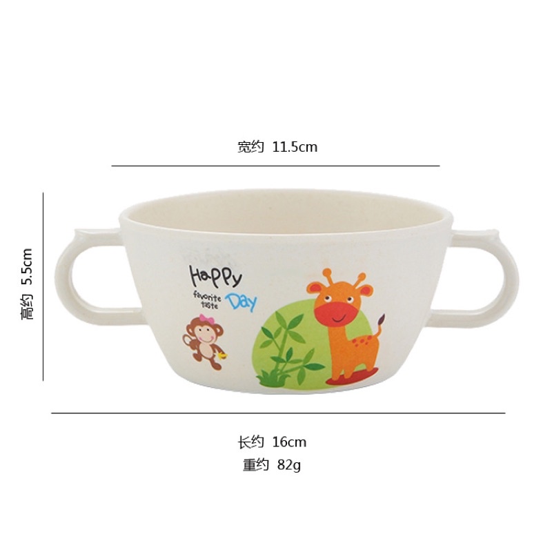 (Tặng Kèm Thìa Bột Ăn Dặm) Bát sợi tre, bát ăn dặm hình thú ngộ nghĩnh có quai cầm tránh nóng đáng yêu, an toàn cho bé