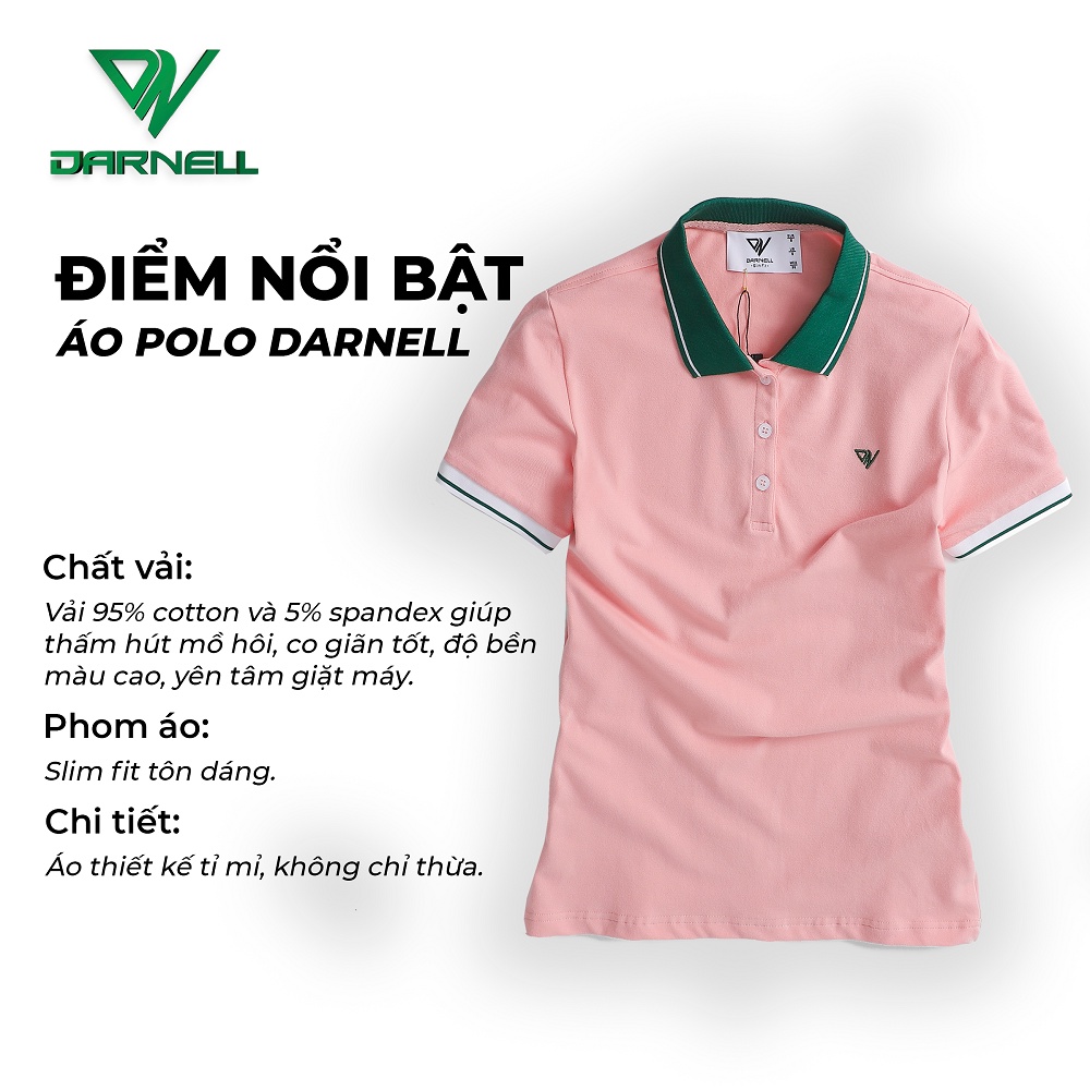 Áo phông polo nữ DARNELL tay ngắn chất cotton mềm mại form tôn dáng, thoáng mát năng động bền màu DN2110