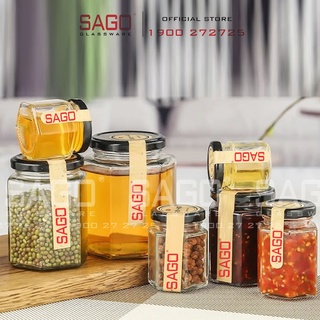 Hũ Thủy Tinh Lục giác Nắp Thiết
