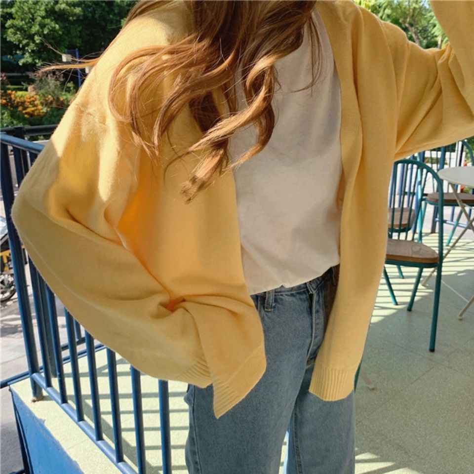 Áo khoác cardigan dệt kim dáng rộng phong cách Hàn Quốc thanh lịch thời trang  mới cho nữ