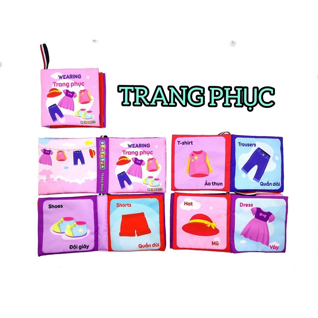 Sách vải song ngữ thế giới xung quanh kích thích thị giác sớm cho bé phát triển trí tuệ