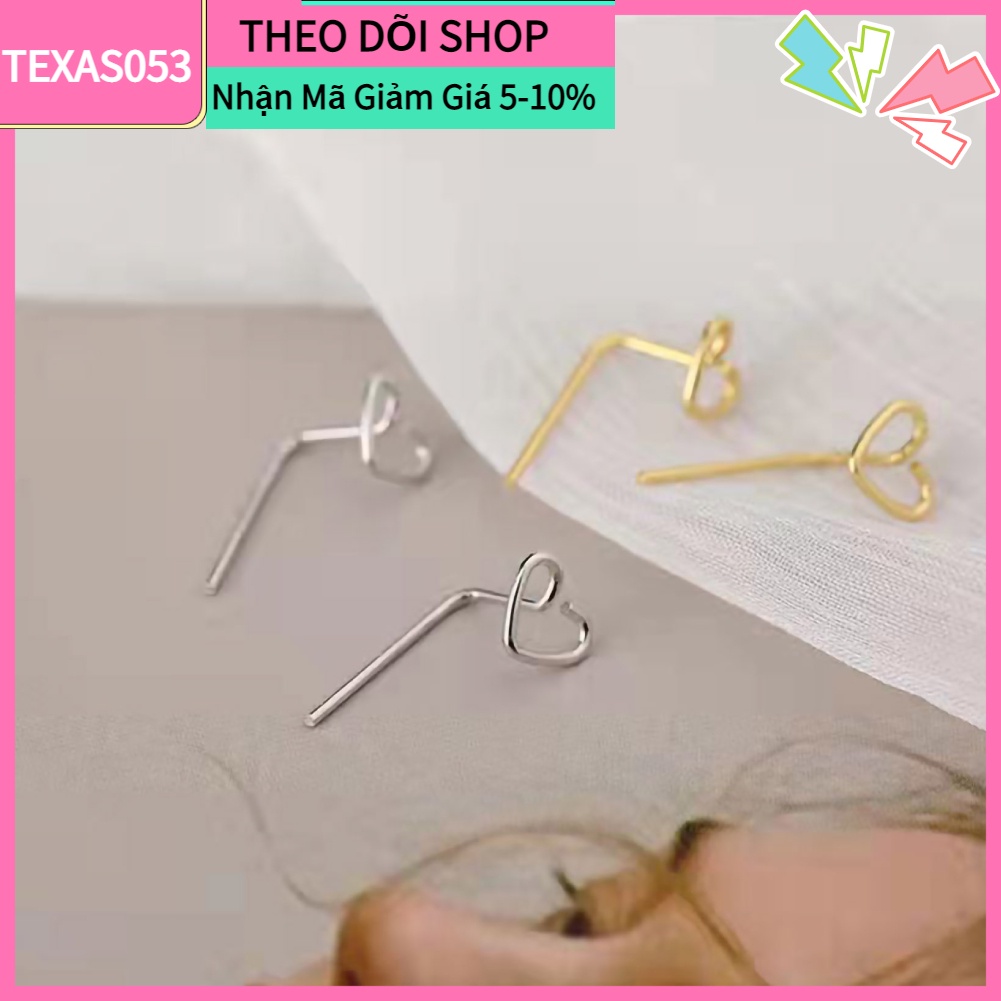 Hàng Sẵn Đôi khuyên tai mặt hình trái tim nhỏ gọn thời trang Hoa tai Stud hình trái tim Sáng bóng Thiết kế tinh tế thời trang【Texas053】