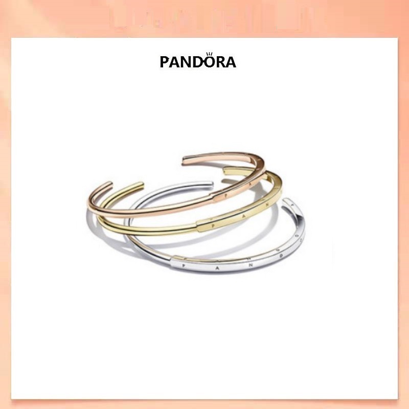 Vòng Tay Hở Mạ Vàng Hồng 925 Pandora Logo
