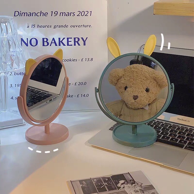 Gương tròn hình con mèo con thỏ có sẵn siêu cute màu hồng và xanh xinhh xinh Order 2 tuần Trang xuka