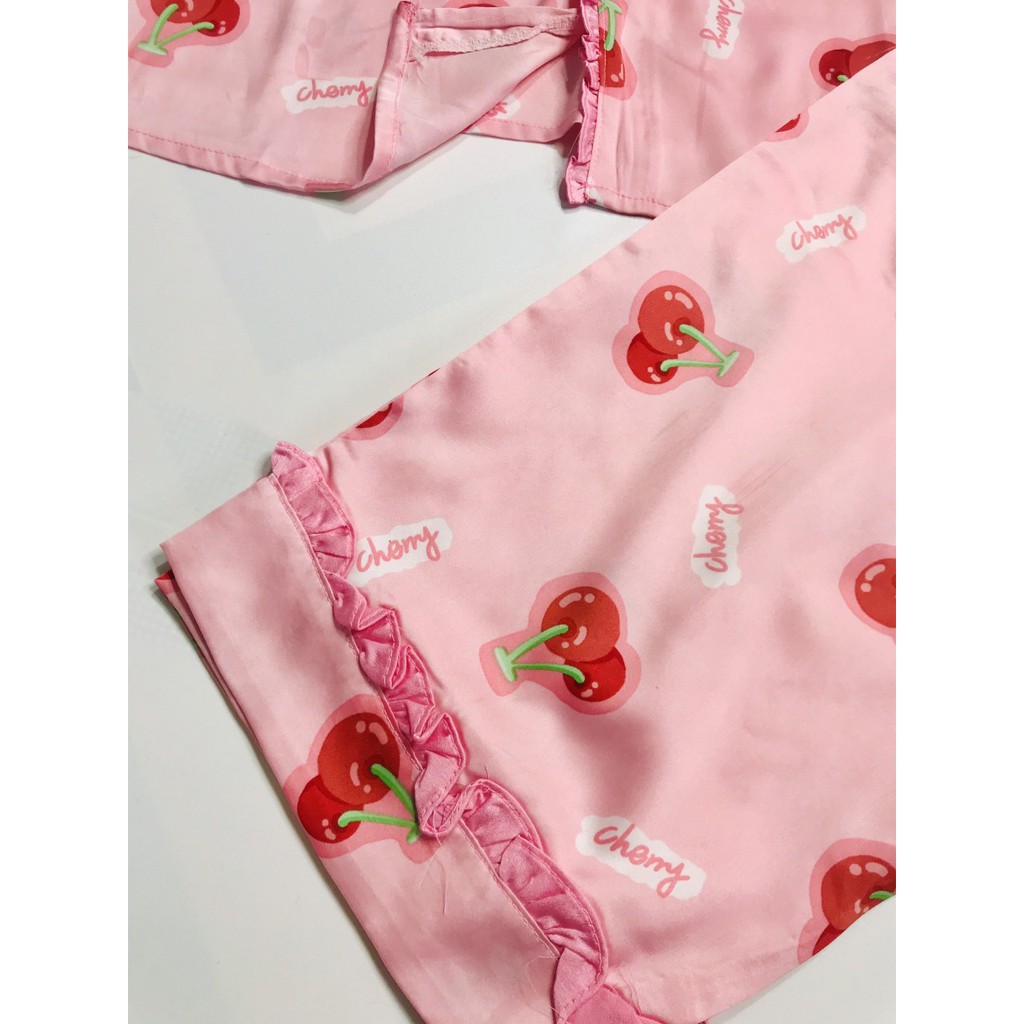 Đồ bộ pijama tay ngắn quần dài lụa Latin cao cấp dễ thương, vải đẹp, mặc mát (Free size dưới 60kg hàng thiết kế)