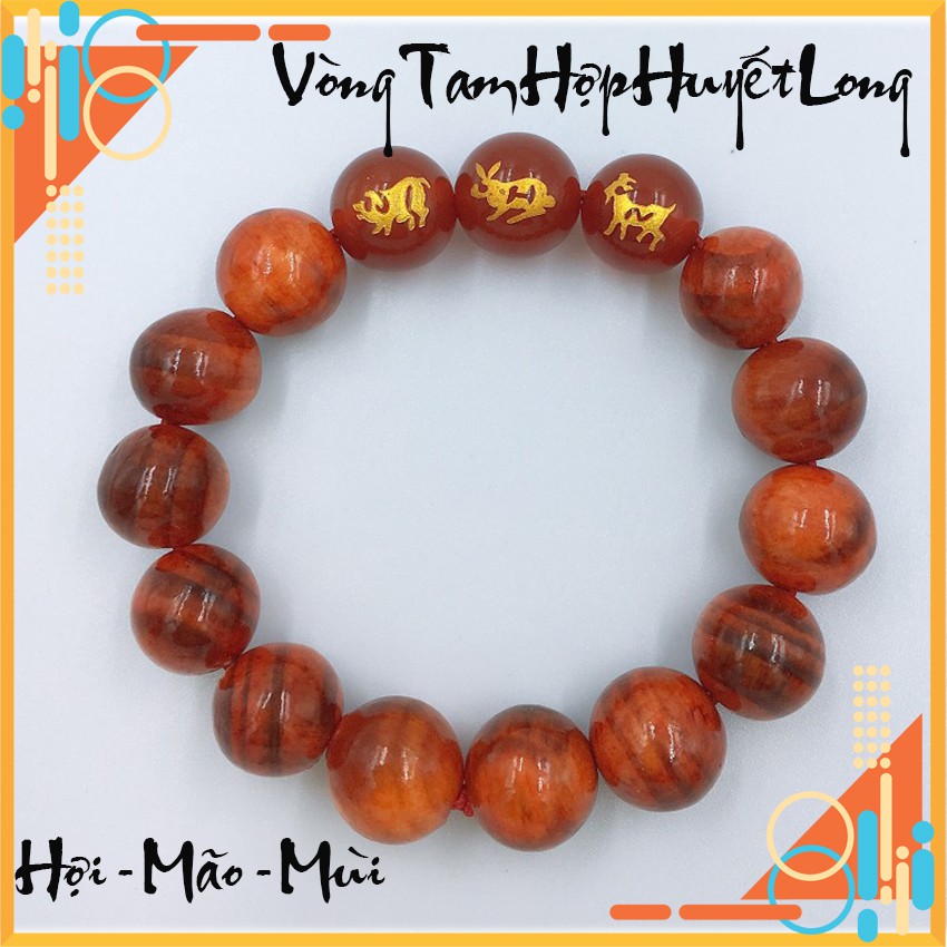 Vòng tay tam hợp gỗ huyết long Hợi - Mão -Mùi -dung230