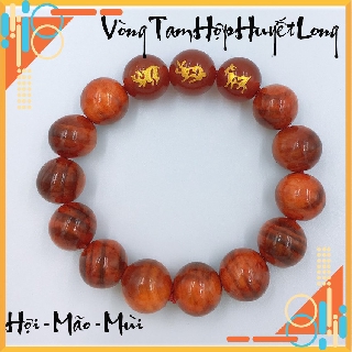 [Sale lớn] Vòng tay tam hợp gỗ huyết long Hợi - Mão -Mùi