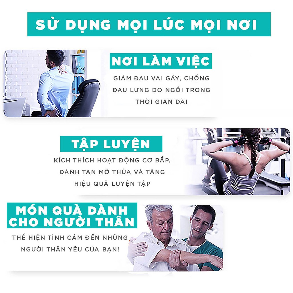 Máy Massage Cầm Tay Đa Năng,Sung Mát xa Toàn Thân với 4 Đầu 6 Chế Độ tăng mạnh dần Trị Nhức Mỏi Vai Gáy Đau Giãn căng cơ