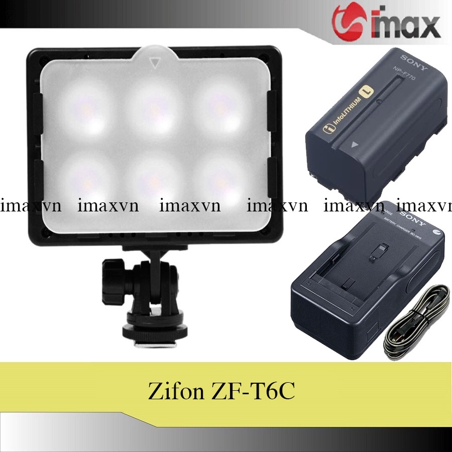 Đèn Led Video Zifon ZF-T6C Led Version II (New) + Bộ 01 pin và 01 sạc NP- F770