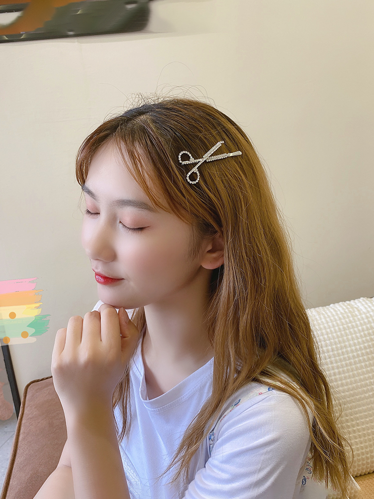 Kẹp tóc hình cây kéo đính đá lấp lánh phong cách Hàn Quốc