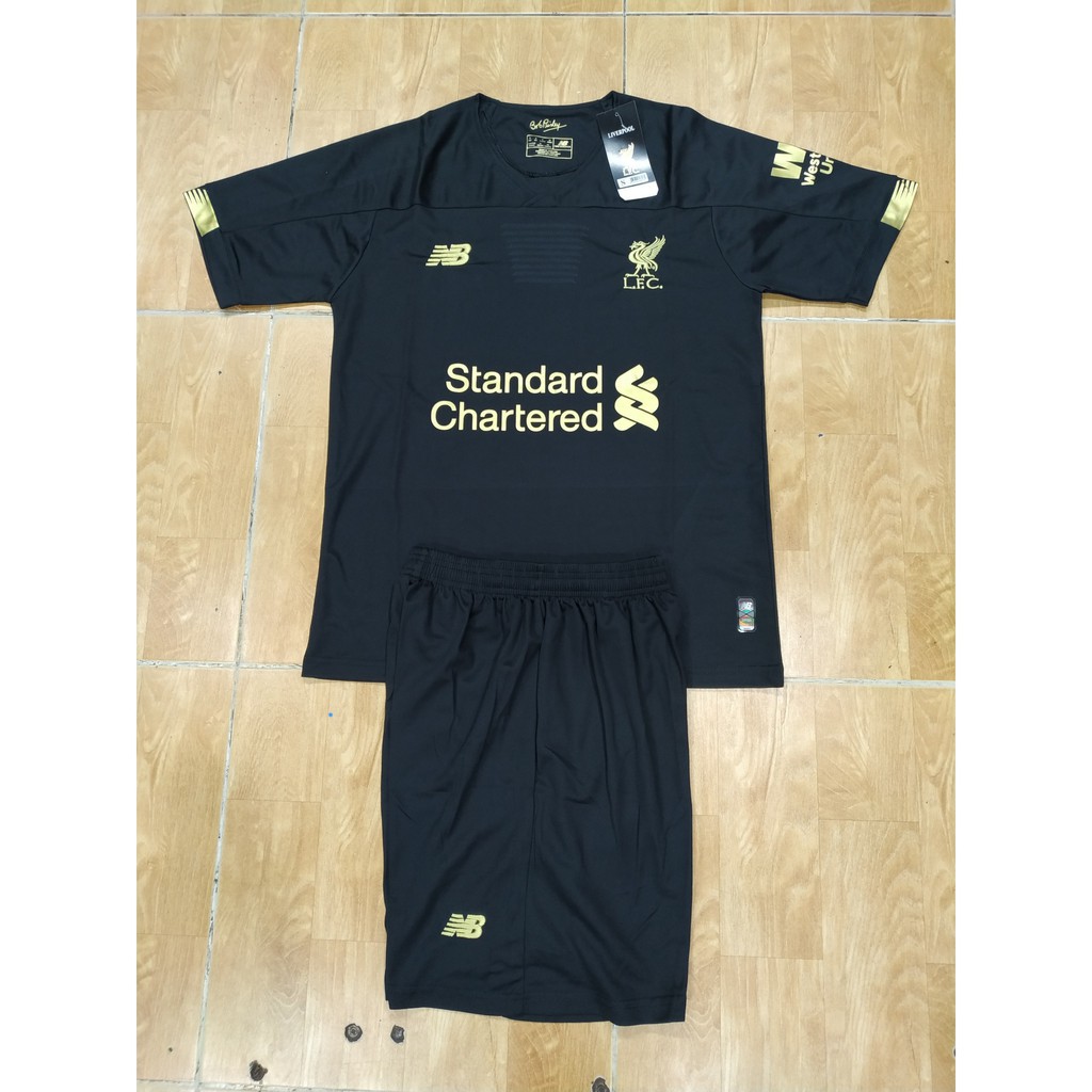 Quần áo đá banh liverpool đen 2019 size châu âu chất thun xịn