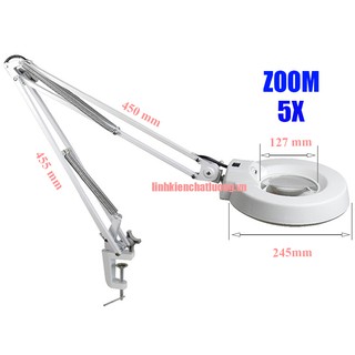 Kính lúp kẹp bàn lt-86a 5x đèn led thấu kính trắng - optical