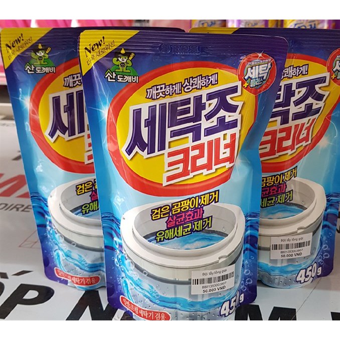 Tẩy lồng máy giặt 🌟SALE🌟 vệ sinh máy giặt Hàn Quốc 1 gói 450g - Vệ sinh lồng giặt, khử mùi hôi, thơm quần áo GD011-01 5.