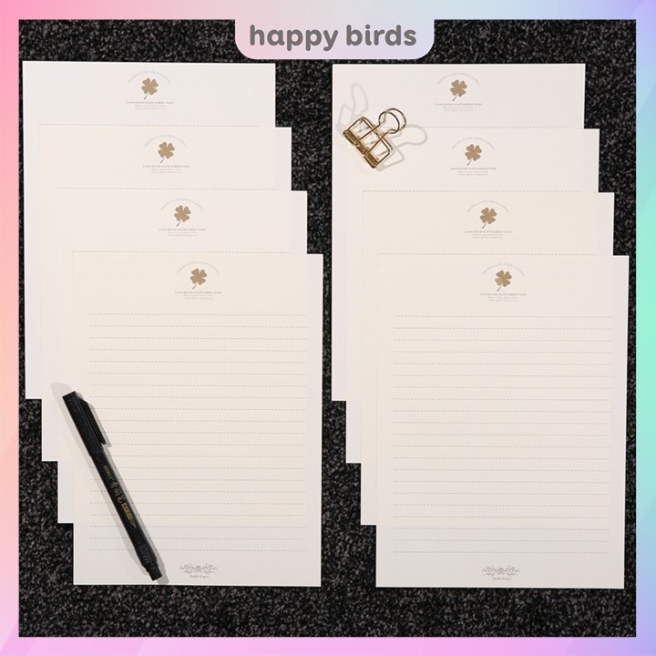 Giấy viết thư tập 5 tờ giấy vintage kraft viết thư làm thiệp handmade quà tặng combo HappyBirds