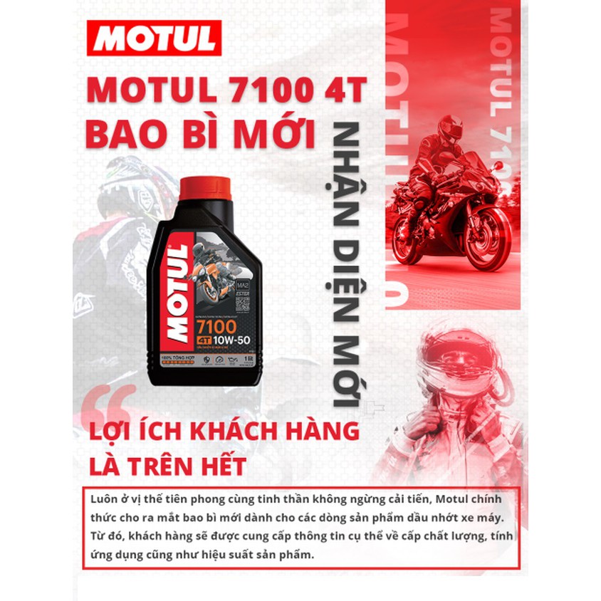 Nhớt tổng hợp cao cấp cho mô tô PKL xe máy Motul 7100 4T 10W50 1L