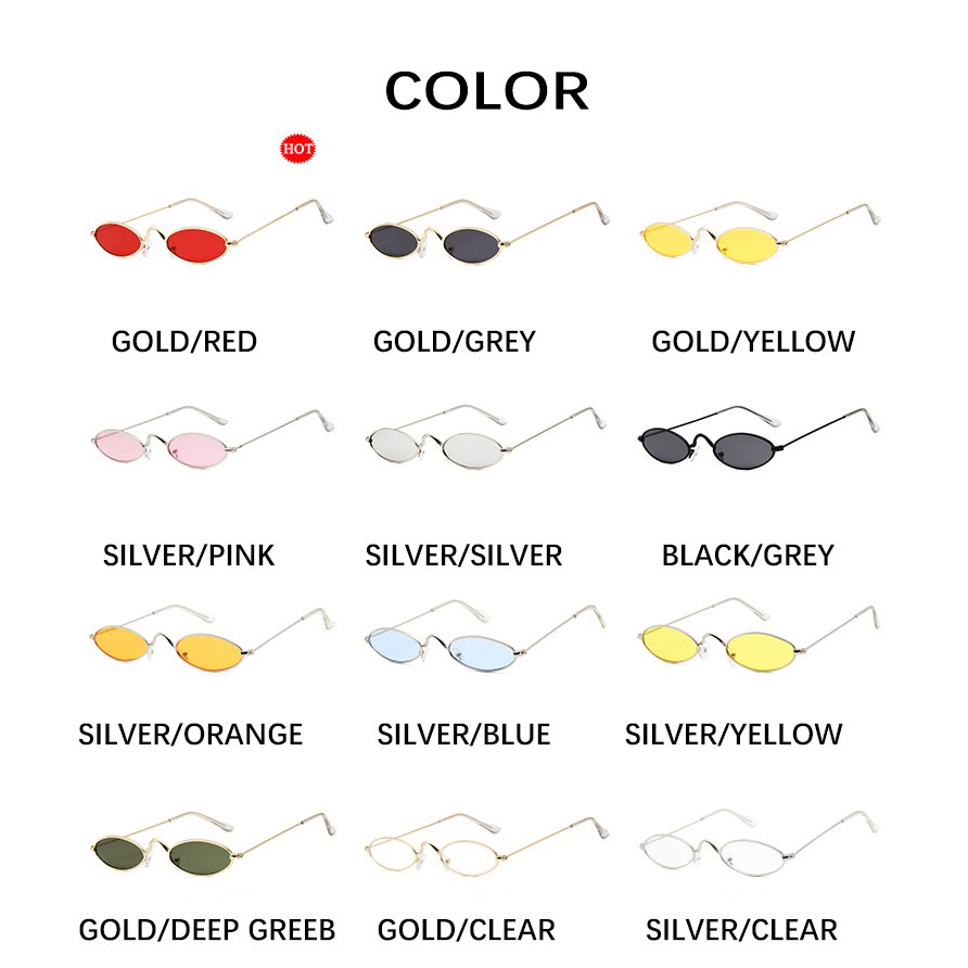 Kính mát nữ gọng kim loại hình oval nhiều màu chống tia UV