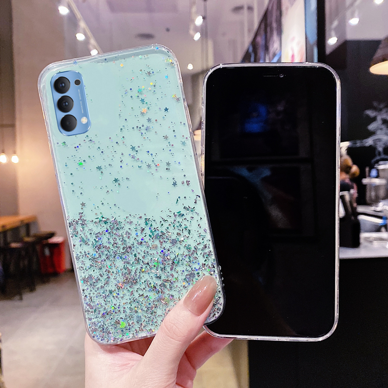 Ốp điện thoại dẻo trong suốt phối sequin lấp lánh cho OPPO RENO6 6 PRO 6 Z RENO5 RENO5 PRO 5G OPPO RENO 5 PRO 2021