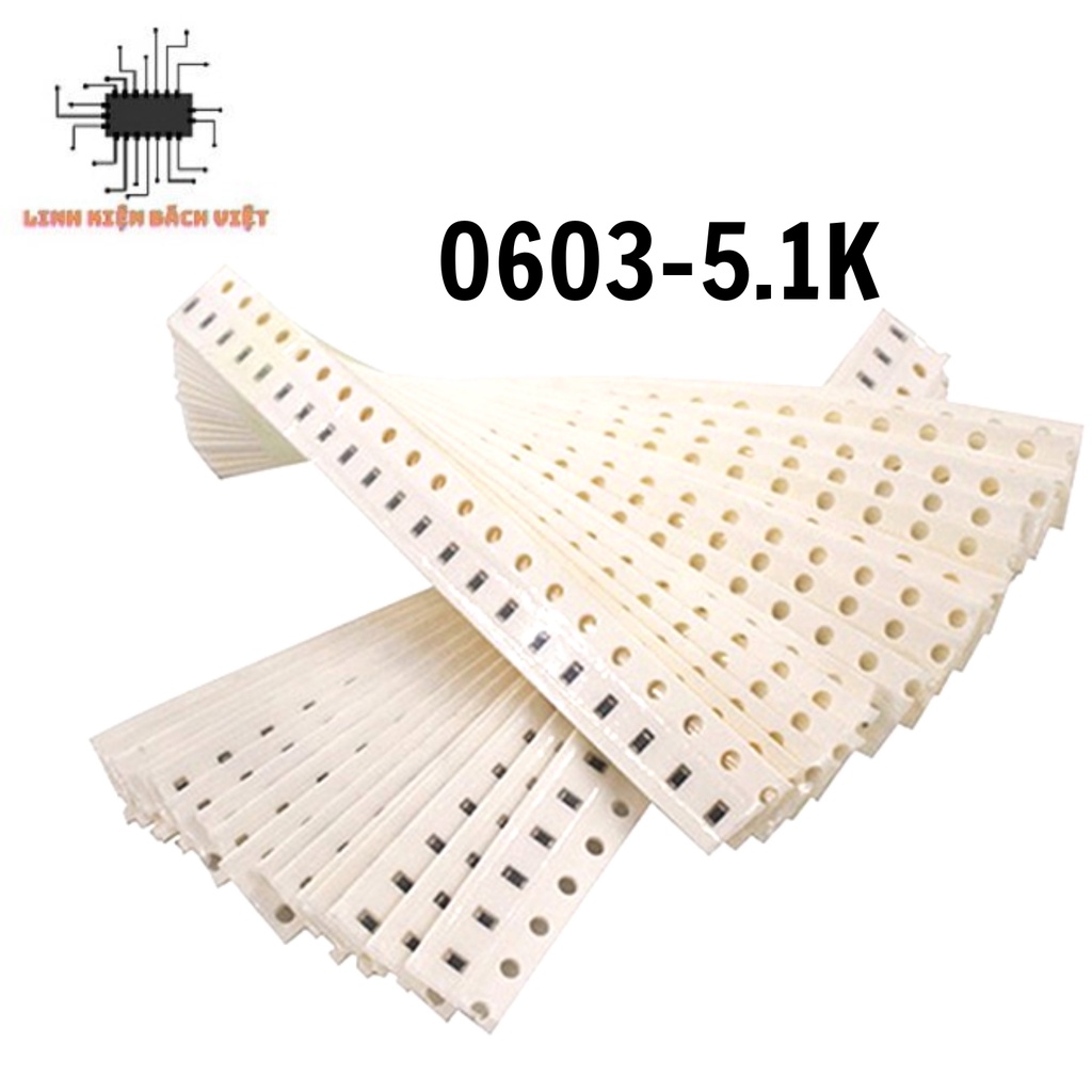 Điện trở dán 0603-5.1K 1/16W 1% chất lượng tốt (dây 100 chiếc)