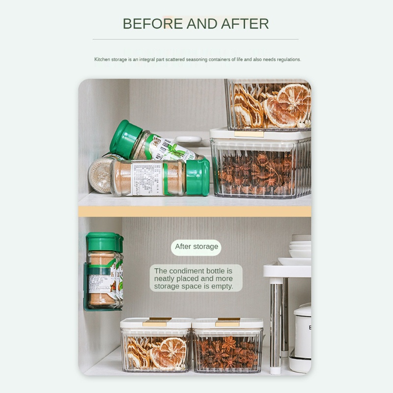 Giá Treo Lọ Gia Vị Gắn Tường Không Cần Khoan Tiện Dụng Cho Nhà Bếp