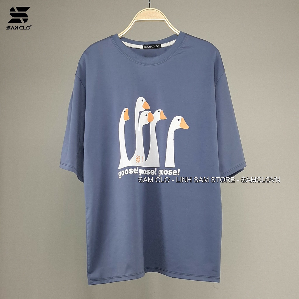 Áo thun tay lỡ nữ SAM CLO freesize phông form rộng dáng Unisex - Ulzzang mặc cặp, nhóm, lớp in hình ĐẦU VỊT chữ GOOSE