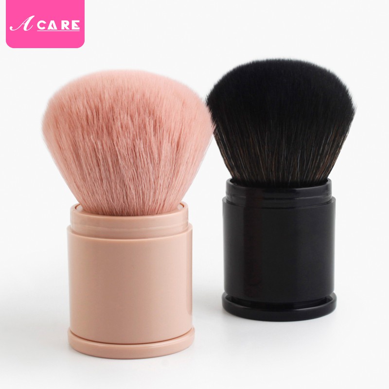 Retractable Kabuki Makeup Brush, Travel Face Blush Brush, Portable Powder Brush with Cover for Blush