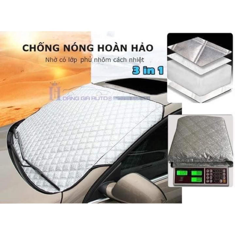 bạt che kính lái ô tô tráng bạc 3 lớp cao cấp chống nóng
