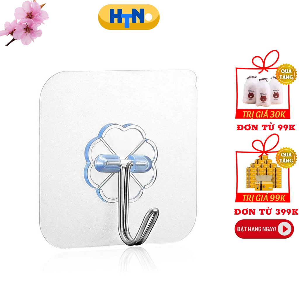 Móc dán tường siêu dính trong suốt chịu lực tốt, móc treo đồ tiện dụng 6x6 cm