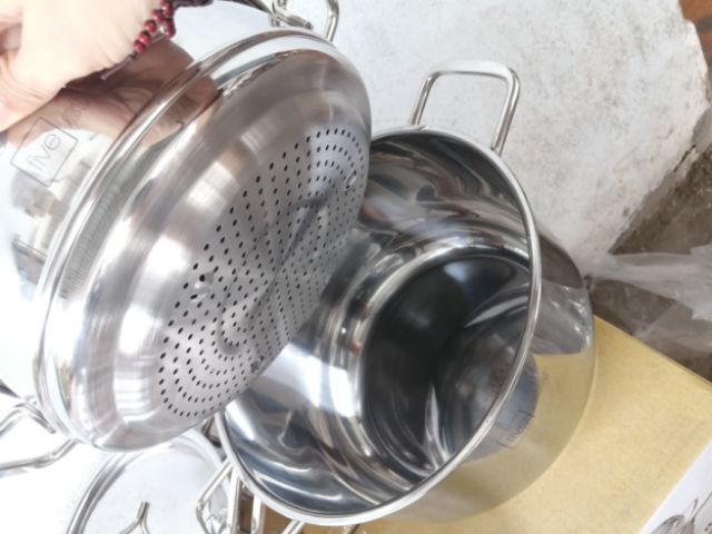 Bộ nồi 3 đáy 5 món nắp inox