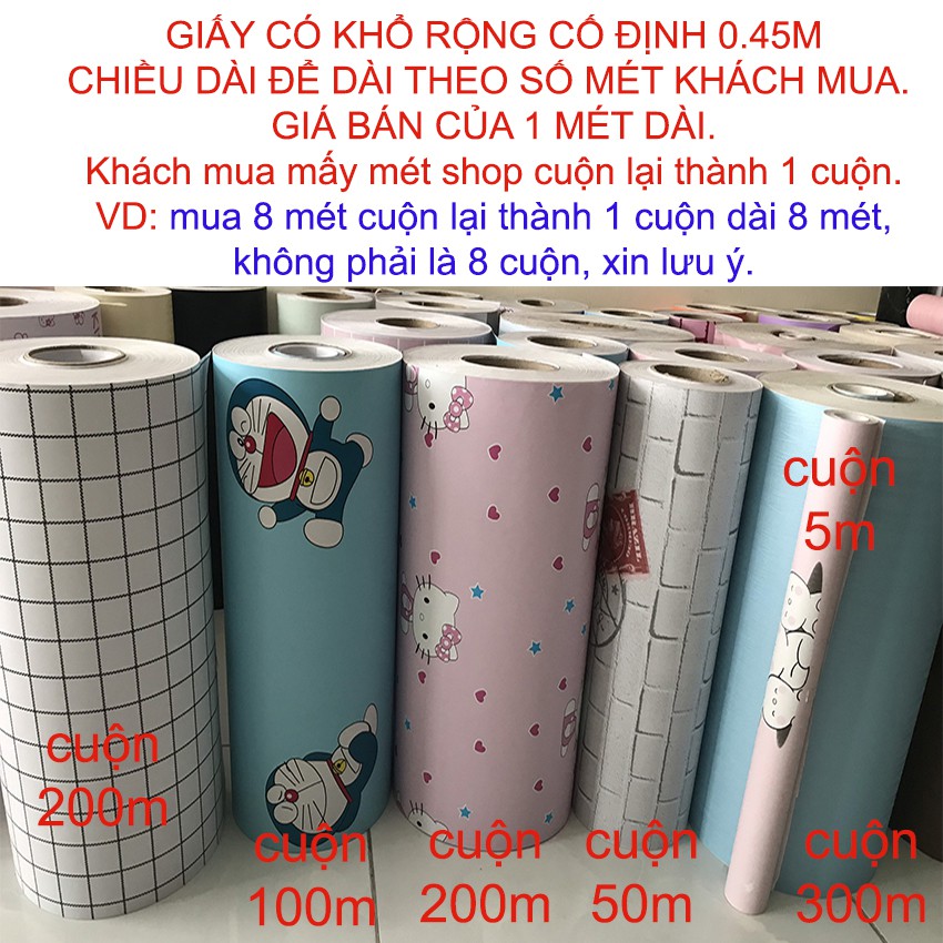 Giấy dán tường Hello Kitty khổ rộng 45cm có keo sẵn, Decal giấy dán tường Hello Kitty dễ thương - AZEVA