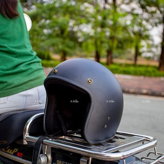 Nón Bảo Hiểm 3/4 Damtrax Đen Trơn