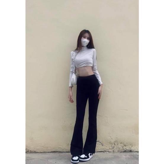 (Ảnh Thật) Quần ống loe - Quần legging cạp cao bigsize chất cottong co dãn 4 chiều nâng mông che khuyết điểm tôn dáng