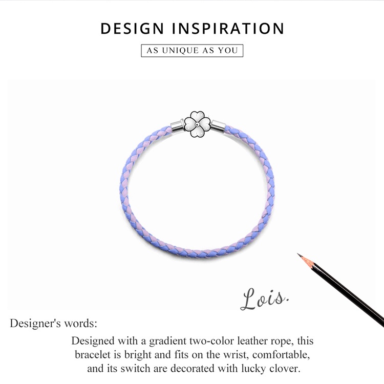 Vòng Đeo Tay Bamoer SCB214-17 Bằng Bạc 925 Màu Tím Với Mặt Vòng Có Thể Điều Chỉnh Trang Sức Thời Trang Cho Nữ