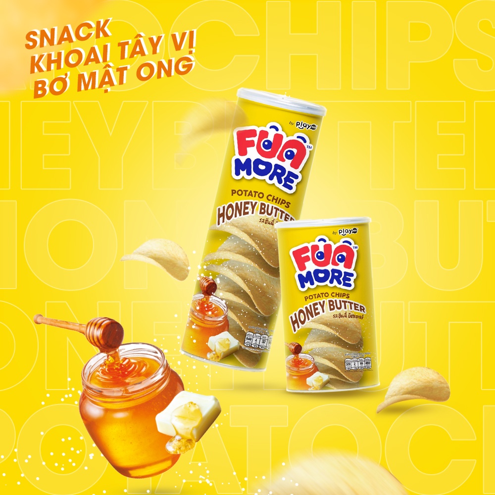 Snack khoai tây chiên vị trứng muối, tôm yum, bơ mật ong Funmore 130g