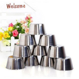 Bộ 10 Khuôn Inox Đa Năng Làm Bánh Cupcake, Bánh Bò, Rau câu, Flan Có 3 Size - Không Kèm Nắp Đậy