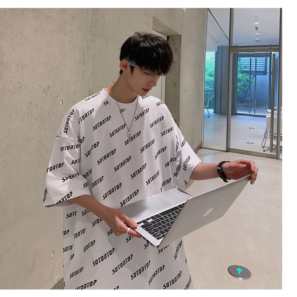 Áo Thun Tay Lỡ in chữ STONTOP toàn thân làm điểm nhấn, chất cotton thoáng mát