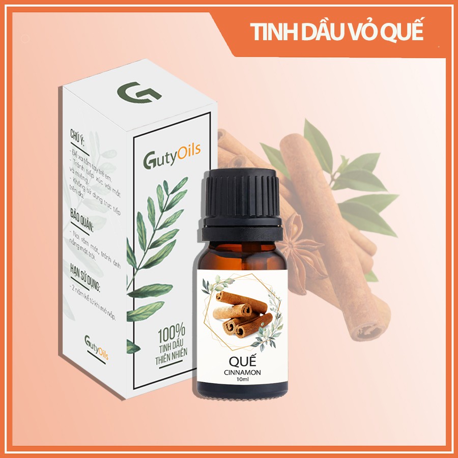 Tinh dầu vỏ quế nguyên chất GutyOils xông phòng, khử mùi thanh lọc không khí, giảm đau nhức xương khớp ( lọ 10ml )