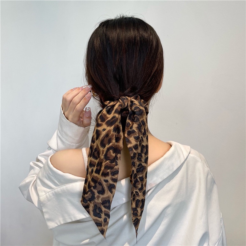 (0489) Dây Chun Buộc Tóc Scrunchies Dây Dài Da Báo Nhiều Màu Cá Tính