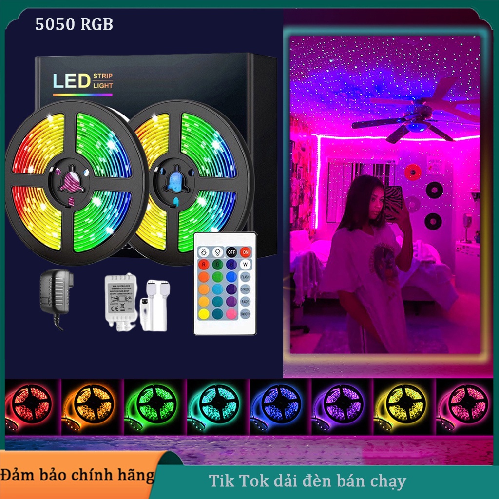 Đèn led tiktok 5M/10M mix đổi màu RGB,đèn màu trang trí video clip hỗ trợ các Tiktoker đại triệu views