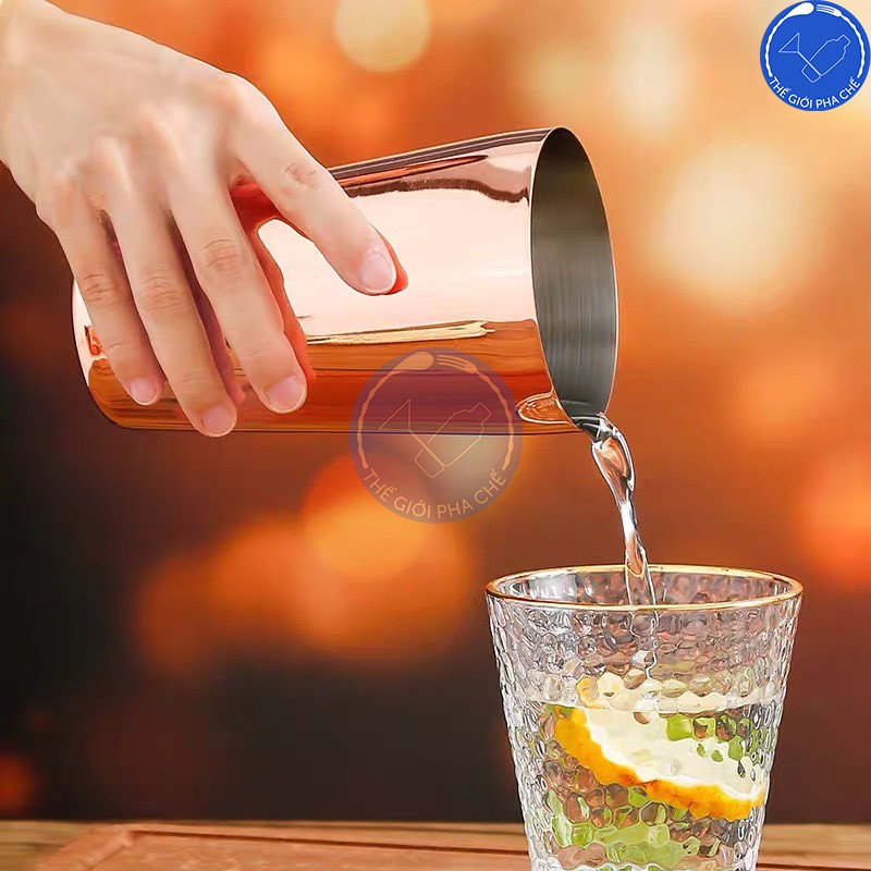 Bình Lắc Shaker Inox 2 Đáy Màu Lì/  Boston Shaker Inox 2 Đáy Sần